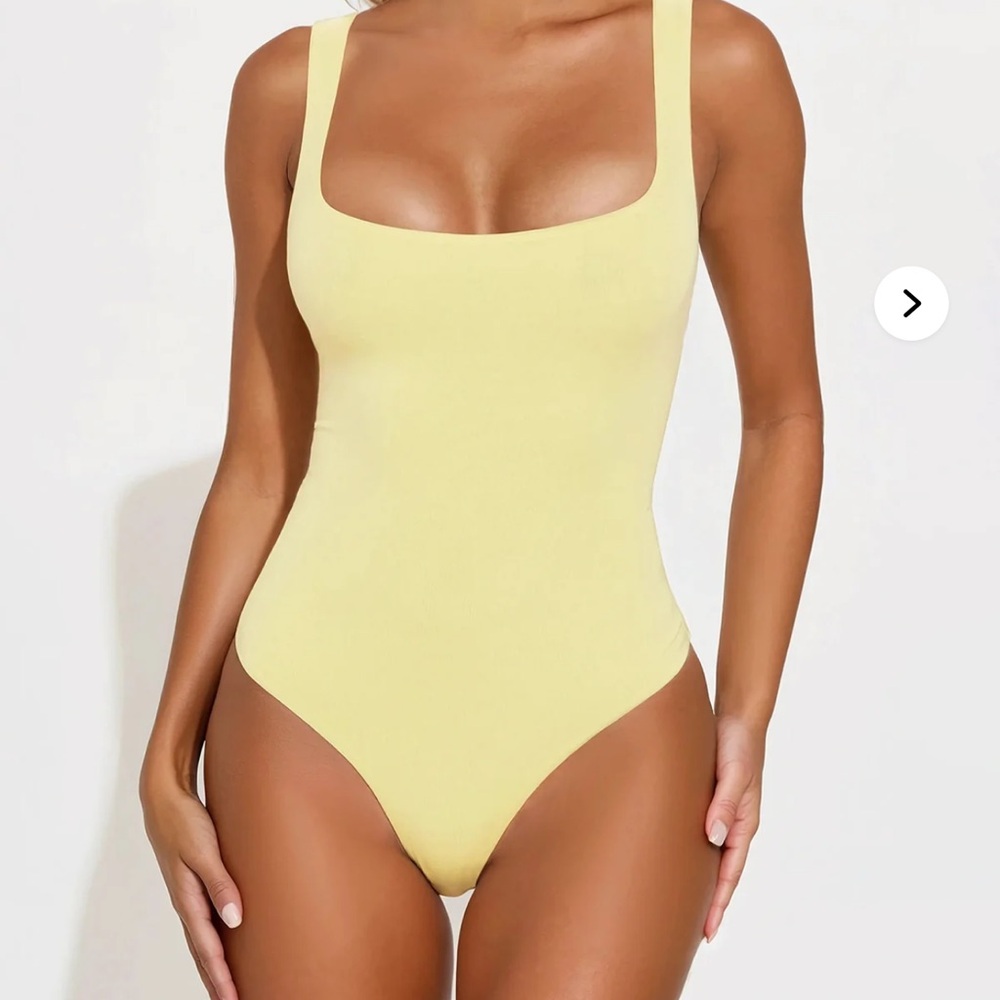 Fashion Nova Yellow Bodysuit with Square Neckline
